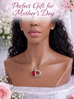 Elegant Red Heart Pendant Necklace | Silver-Tone Chain – Timeless Romantic Jewel
